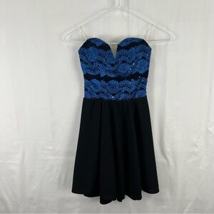 Charlotte Russe - XS - Women’s Dress - Blue and Black - Sparkle - Strapless
